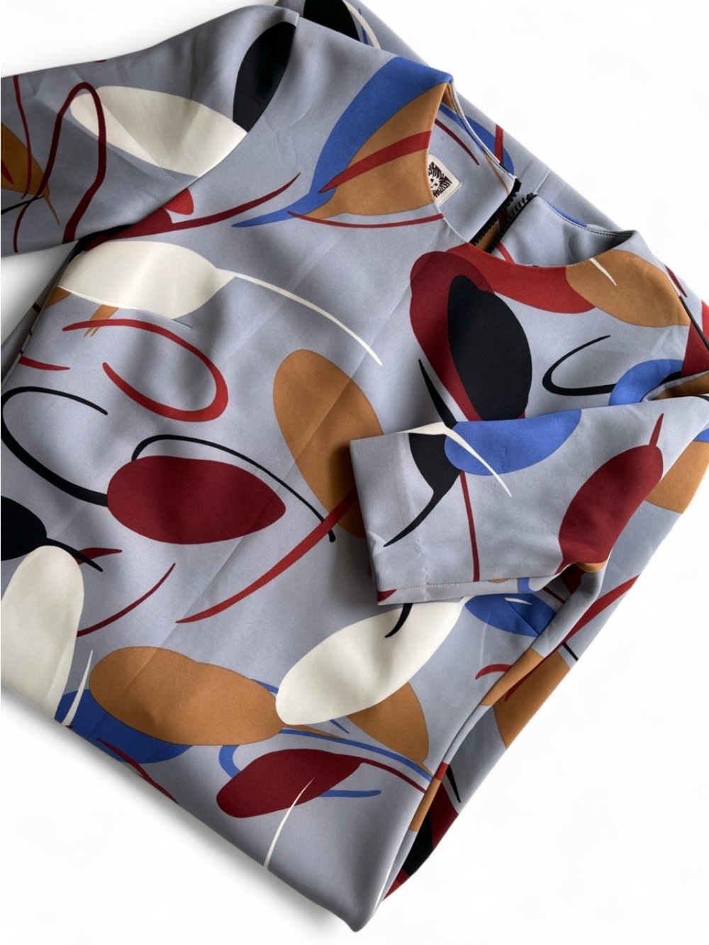 Anne Klein Multi-Color Abstract Leaf-Print Midi Dress